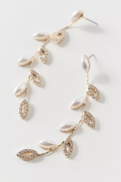 Urban Outfitters Kennedy Rhinestone And Pearl Drop Earring In Gold