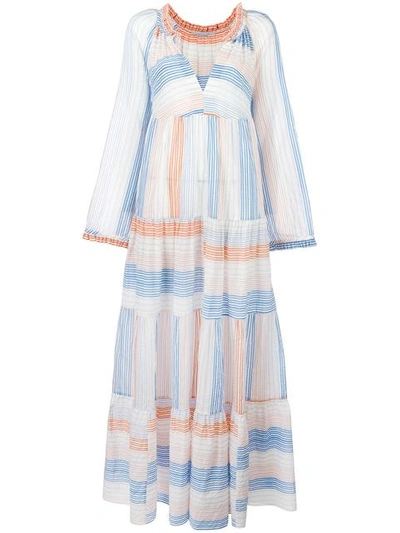 Stella Mccartney Tiered Striped Maxi Dress In Multicolor