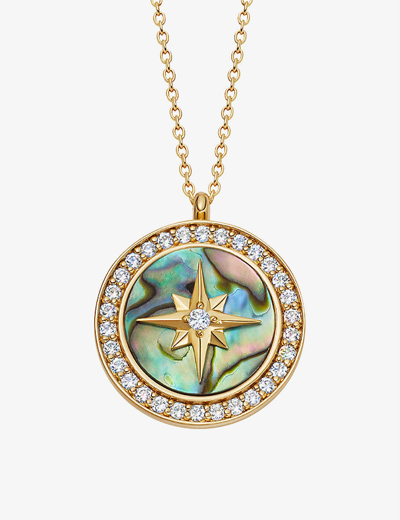 Astley Clarke 18ct Gold Plated Vermeil Silver Large Polaris Abalone Locket Necklace