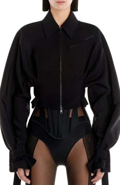 Mugler Belted Twill Blouson Jacket In 1999 Black