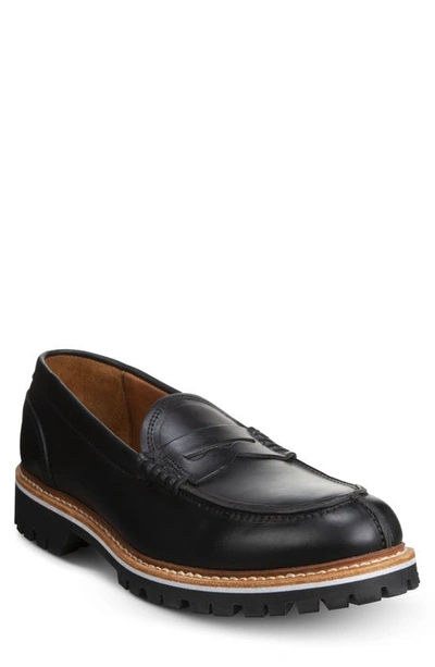 Allen Edmonds Freeport Weatherproof Suede Penny Loafer In Black Flag Sole
