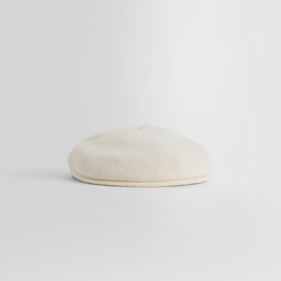 Marine Serre White Embroidered Wool French Beret
