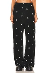 R13 Embroidered Cotton-corduroy Wide-leg Pants In Black