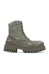 Balenciaga Mens Khaki Combat Strike Faded-wash Canvas Ankle Boots In Kaki