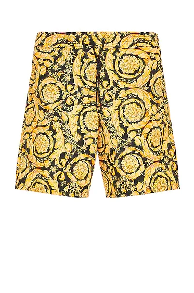 Versace Stampa Barocco All Over Swimshort In Gold + Print