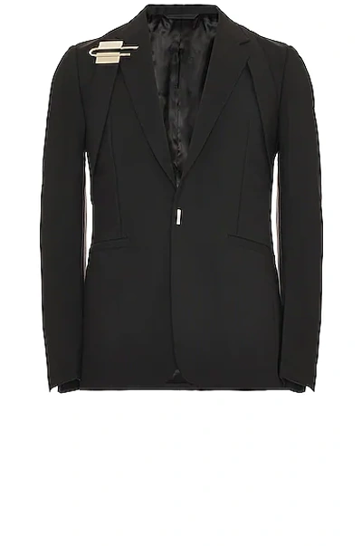 Givenchy Wool Blend Slim Fit Blazer With U-lock Closure In Black