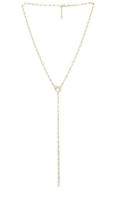Adinas Jewels Pave Clasp Link Lariat Necklace In Gold