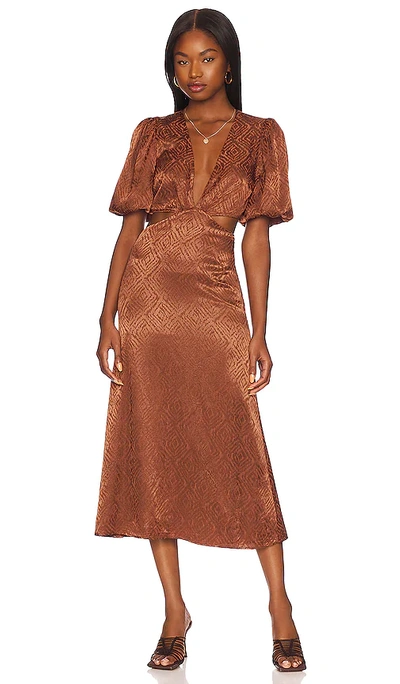 House Of Harlow 1960 X Revolve Patria Midi Dress In Chocolate Brown