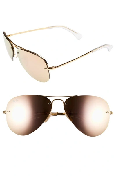 Ray Ban Highstreet 59mm Semi Rimless Aviator Sunglasses - Brown/ Pink