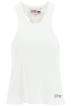 Reina Olga Logo-embroidered Waffle Tank Top In White