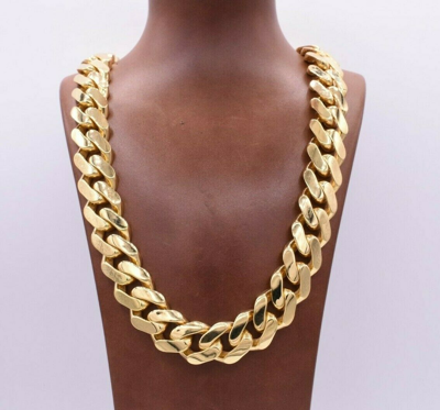Pre-owned Bayam 20mm Mens Miami Cuban Royal Link Chain Necklace Box Clasp Real 10k Yellow Gold In 24"