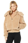 Alo Yoga Foxy Sherpa Hooded Active Jacket In Camel