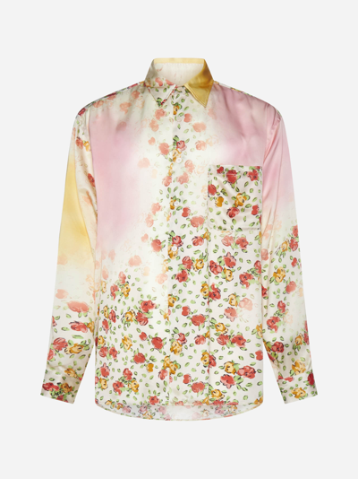 Marni Floral Print Viscose Shirt In Pearl