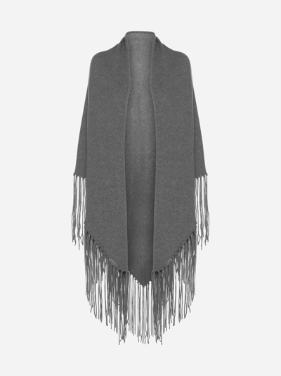 Malo Fringed Cashmere Cape In Ombra