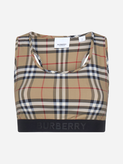 Burberry Dalby Check Print Bra In Brown