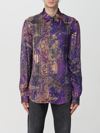 JUST CAVALLI SHIRT JUST CAVALLI MEN COLOR VIOLET,362433019