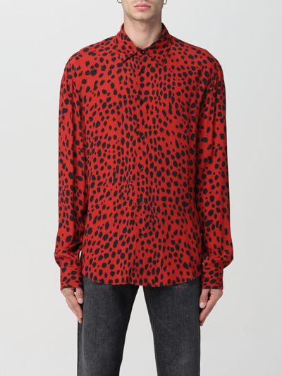 Just Cavalli Leopard Printed Buttoned Shirt In Red