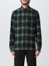 Saint Laurent Check-print Long-sleeve Shirt In Green