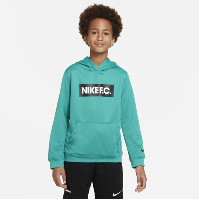 Nike F.c. Big Kids' Soccer Hoodie In Neptune Green,white,black