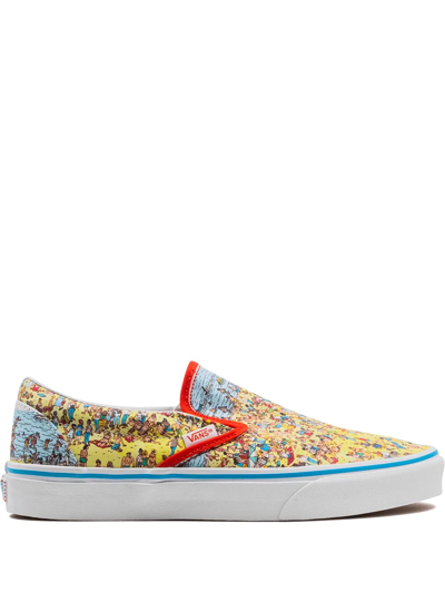 Vans X Where's Waldo Classic Slip-on Sneakers In White