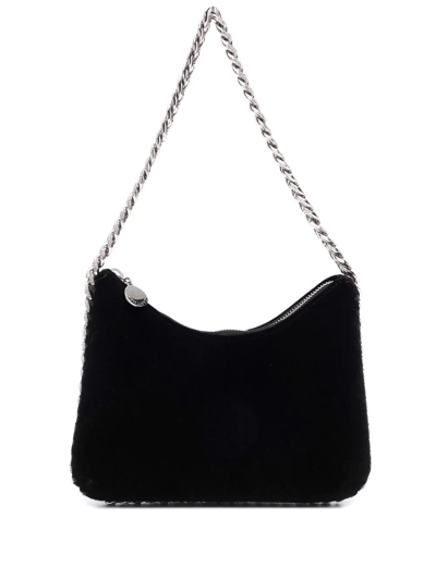 Stella Mccartney Falabella Crystal Chain Shoulder Bag In Black