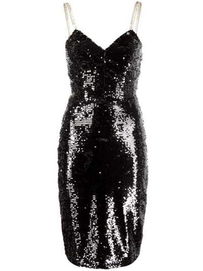 Philipp Plein Sequin Embellished Midi Dress In Black