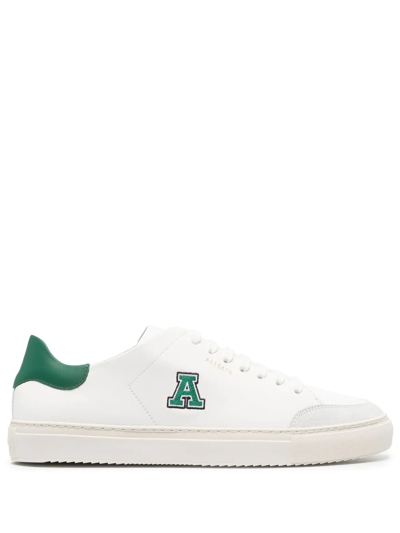 Axel Arigato White Clean 90 College 'a' Sneakers In White/kale Green