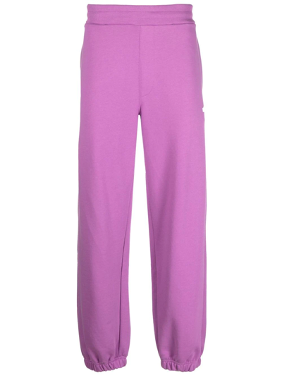 Msgm Logo-print Cotton Track Trousers In Lilac