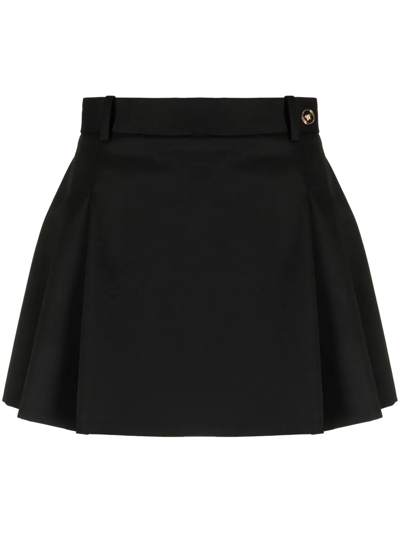 Versace Medusa-button Pleated Mini Skirt In Black