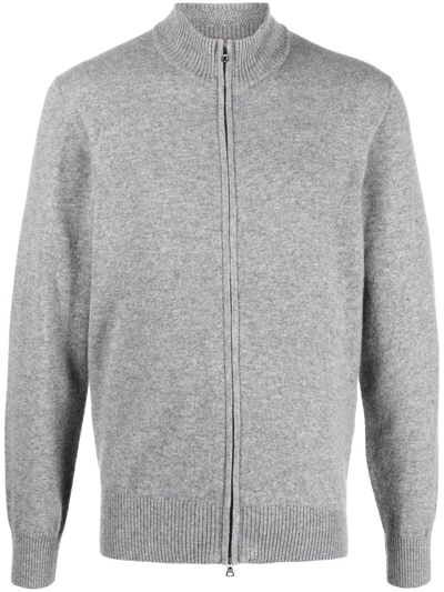 Orlebar Brown Zipped-up Knit Cardigan In Grey