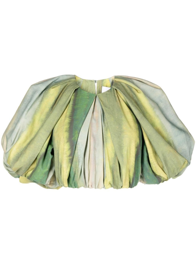 Acler Cumberland Pleated Cropped Top In Green