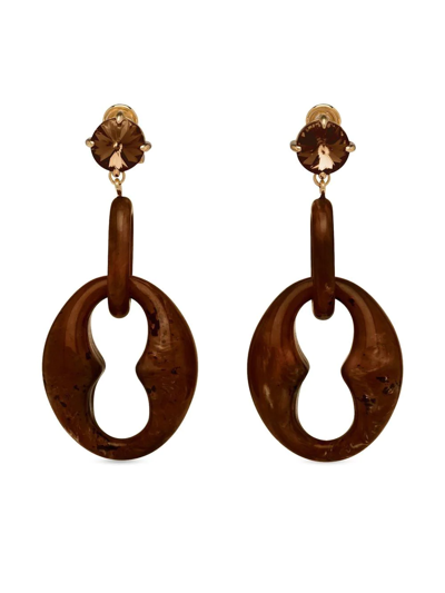 Prada Crystal-embellished Clip-on Earrings In Brown