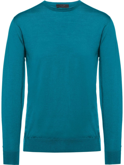 Prada Round Neck Jumper In Blue