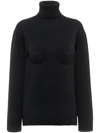 Prada Bustier Structure Turtleneck Jumper In Black