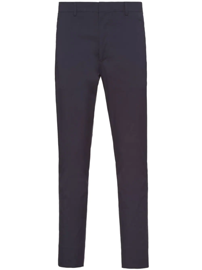 Prada Cropped Tailored Trousers In Blue