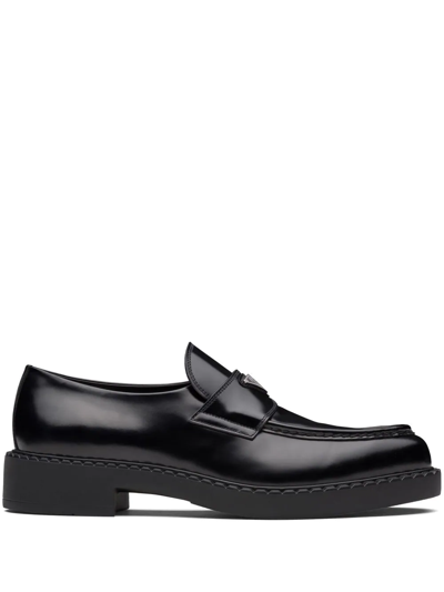 Prada Triangle Logo-plaque Chunky-heel Loafers In Multi-colored