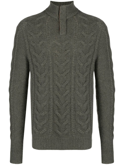 N•peal Buttoned Chunky Knit Jumper In Green
