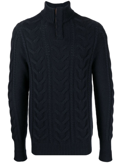 N•peal Buttoned Chunky Knit Jumper In Blue