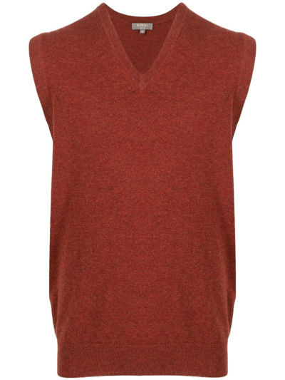 N•peal Sleeveless Organic-cotton Sweater Vest In Red