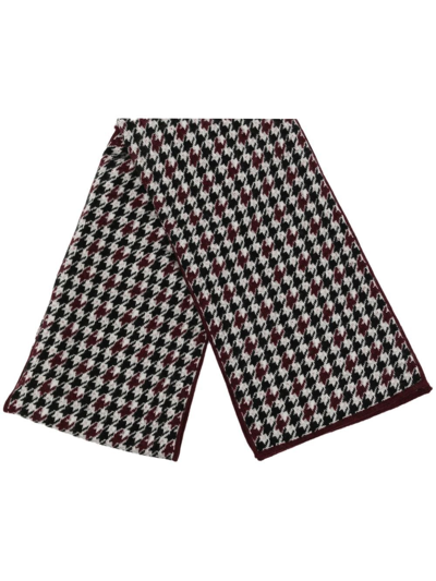 N.peal Houndstooth Reversible Cashmere Scarf In Red