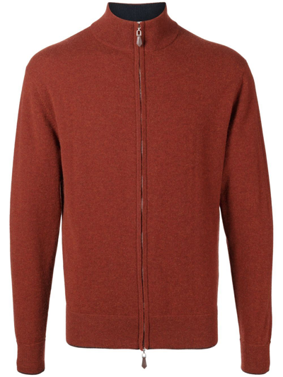 N•peal Cashmere Zip-up Jumper In Red