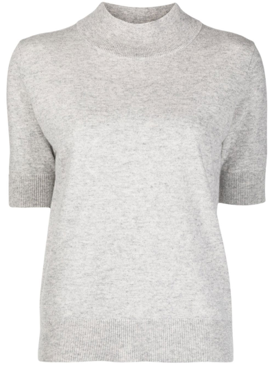 N•peal Short-sleeve Cashmere Top In Grey