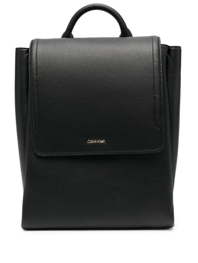 Calvin Klein Elevated Faux-leather Backpack In Schwarz