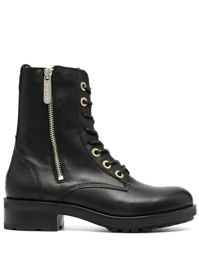 Tommy Hilfiger 40mm Zip-up Biker Boots In Schwarz