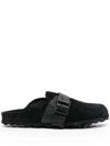 Off-white 30mm Industrial Belt Suede Sabot Flats In Black