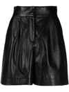 ALBERTA FERRETTI PLEATED LEATHER SHORTS