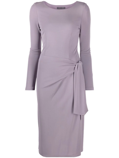 Alberta Ferretti Tie-detail Midi Dress In Pink & Purple