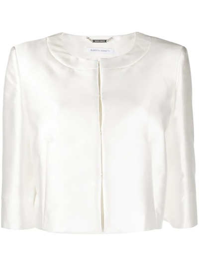 Alberta Ferretti Dart-detail Cropped Jacket In Weiss