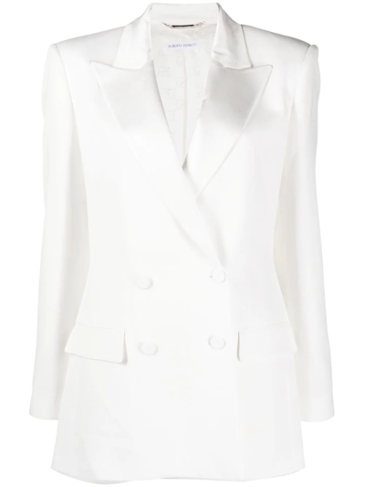 Alberta Ferretti Structured Double-breasted Button Blazer In White