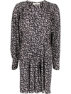 Isabel Marant Étoile Arone Floral Print Long Sleeve A-line Dress In Neutrals